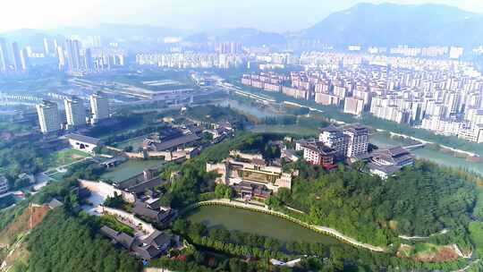 城市景观古迹航拍全景