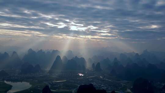 桂林山水阳朔风光中国航拍