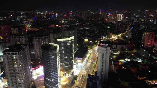 航拍云南昆明城市夜景