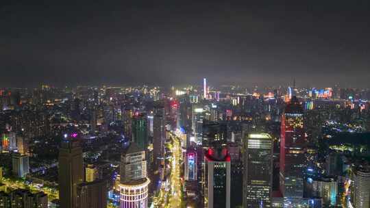 湖北武汉城市夜景交通航拍延时