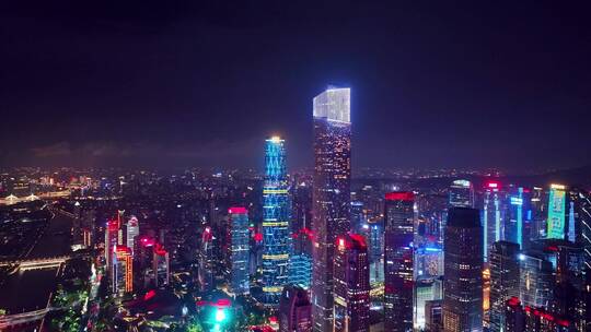 广州珠江新城夜景航拍合集视频素材模板下载