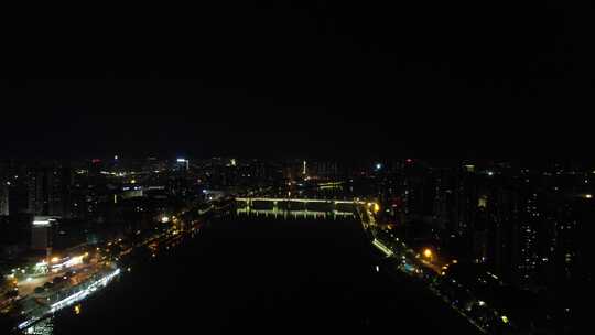 湖南衡阳城市夜景灯光航拍