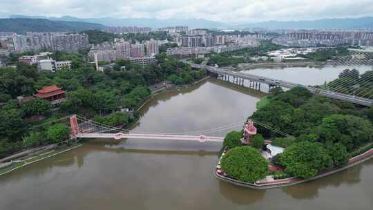 福建福州闽江烟台山公园爱情岛航拍