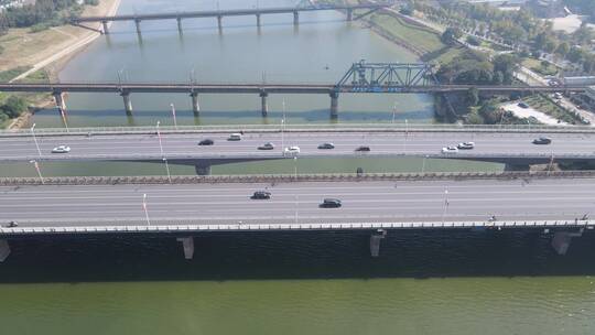 长沙浏阳河大桥航拍视频素材模板下载