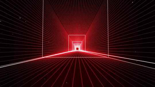 4K红色线条空间隧道穿梭动感VJ背景