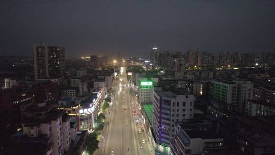 航拍衡阳船山大道夜景