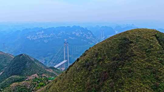 贵州花江峡谷大桥建设航拍