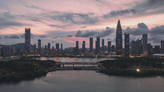 深圳后海人才公园夜景高楼延时