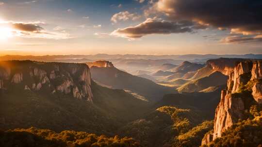 山间日落壮丽全景