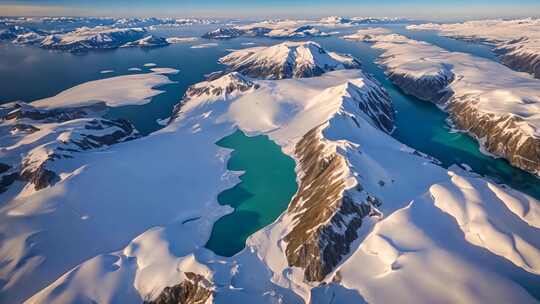 雪山湖泊高空俯瞰美景