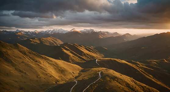 山峰阳光航拍云海日出延时雪山山脉意境风景