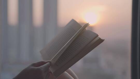 夕阳下的窗边女孩看书翻书翻页视频素材视频素材模板下载