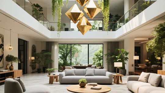 现代别墅客厅室内装修素材