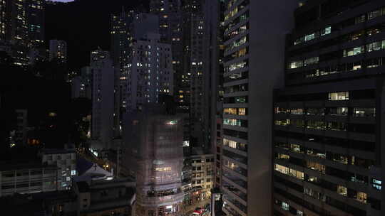 香港中环建筑夜景航拍