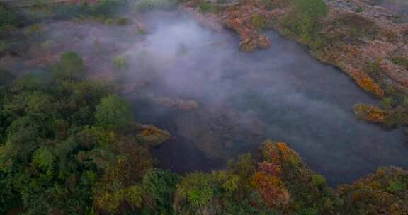 杭州风光北湖草荡湿地晨曦晨雾