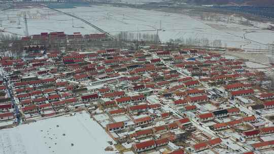 4K航拍北方雪景农村