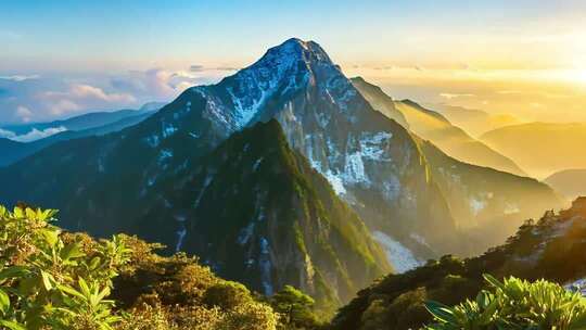 峨眉山云雾缭绕的山峰壮丽山河云海景观