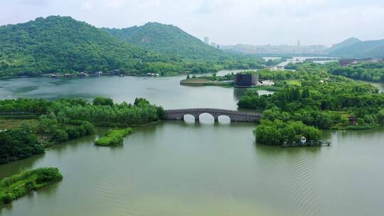 航拍杭州萧山湘湖景区