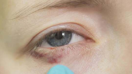 眼科医生检查患者的眼睑炎