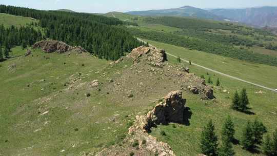 航拍内蒙古呼和浩特敕勒川高山草原夏季风光