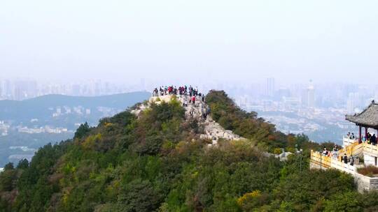 航拍山东济南著名景点千佛山风景区