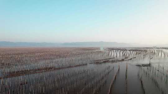 福建霞浦海岛海边滩涂日落晚霞自然风光