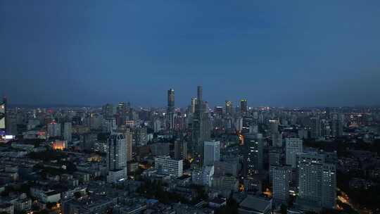 南京鼓楼区南京城市大景紫峰大厦夜景航拍