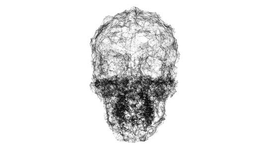怪异的线框头骨展开视频视频素材模板下载