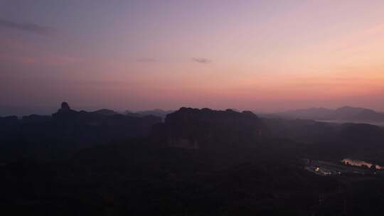 广东韶关丹霞山5A景区晚霞日落夕阳航拍