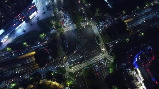 广东省广州市市中心城市夜景航拍