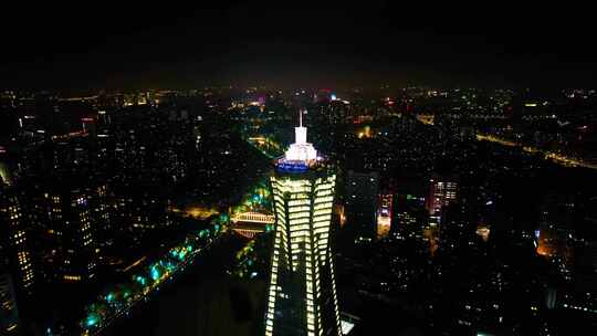 杭州市区西湖文化广场夜景视频素材