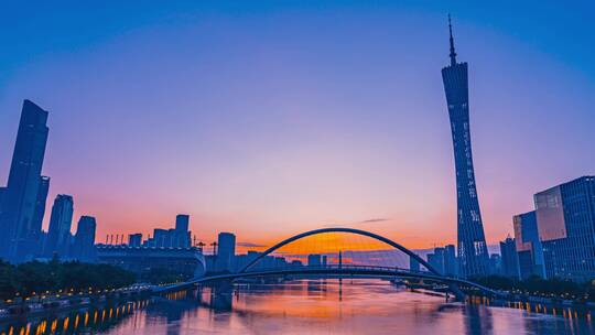 8K广州城市地标日出东方广州塔珠江视频素材模板下载