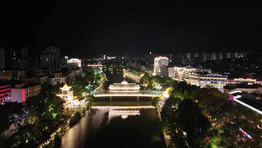 合集航拍福建泰宁县城夜景