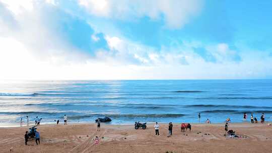 海浪沙滩海浪拍打沙滩航拍素材