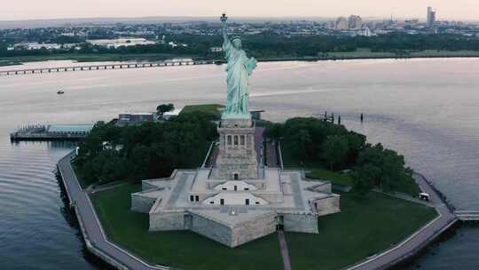 美国自由女神像航拍