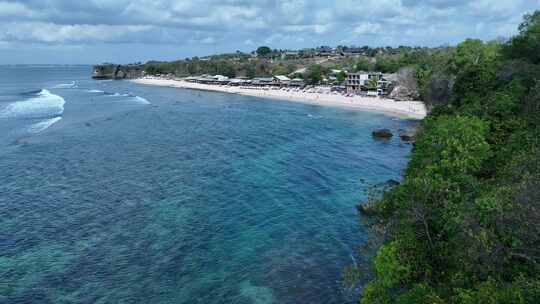 HDR印尼巴厘岛悬崖海滨热带自然风光航拍