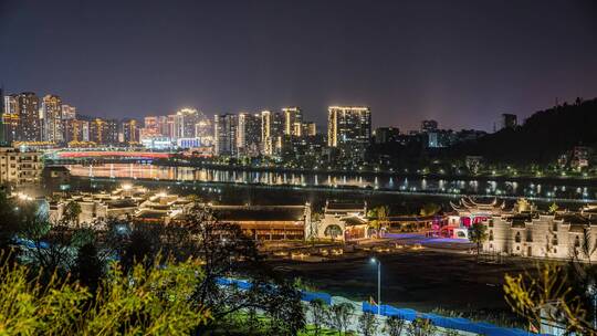 福建建阳城市夜景延时