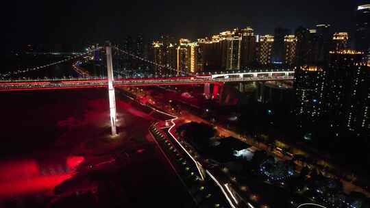 重庆夜景城市交通建筑航拍