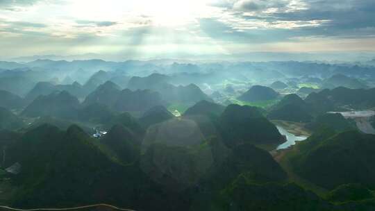 航拍桂林山水喀斯特地貌