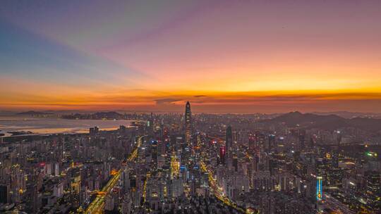 航拍深圳最高楼夜景延时5K_