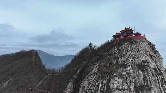 河南南阳五朵山道观万福宫航拍