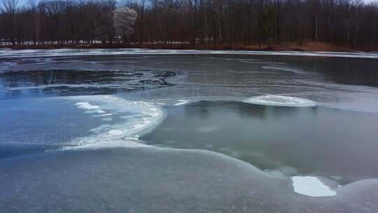 冬季结冰湖面自然风光