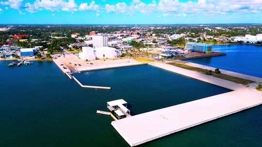 巴拿马运河和标志性建筑航拍