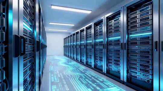 现代化服务器机房内部景象