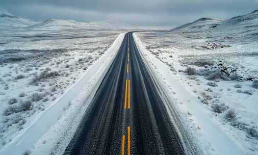 【4K高清】雪域公路道路雪景冬天唯美景色