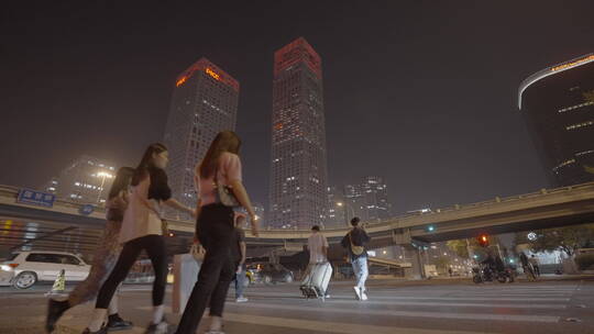 都市夜景 深夜奋斗 白领加班