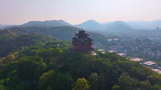 杭州城隍阁景区航拍上城区风景风光素材