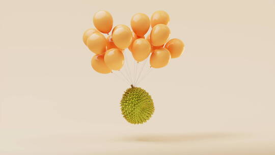 气球与水果榴莲循环动画3D渲染