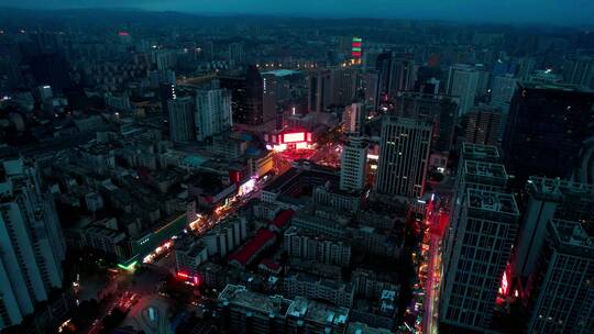 株洲大桥株洲城市交通夜景航拍