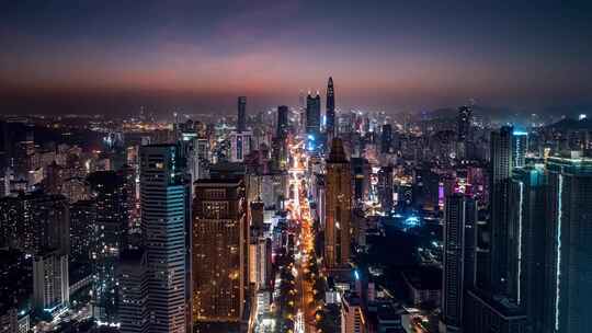 4K深圳城市夜景航拍道路车流